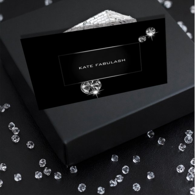 Black White Diamond Fashion Stylist Beauty Business Card (Black White Diamond Fashion Stylist Beauty Business Card)