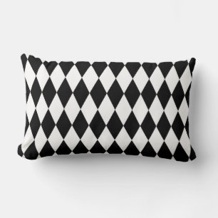 Black & White Diamond Harlequin Pattern Lumbar Cushion