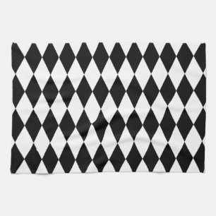 Black & White Diamond Harlequin Pattern Tea Towel