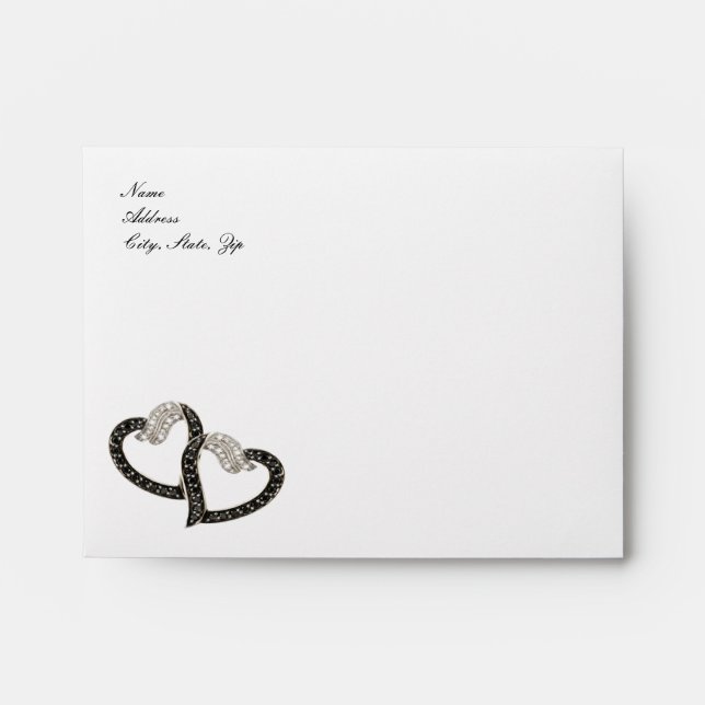 Black & White Diamond Hearts Envelope (Front)