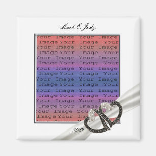 Black & White Diamond Hearts Magnet