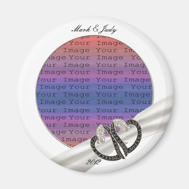 Black & White Diamond Hearts Magnet (Front)