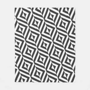 Black & White Diamond Pattern Fleece Blanket