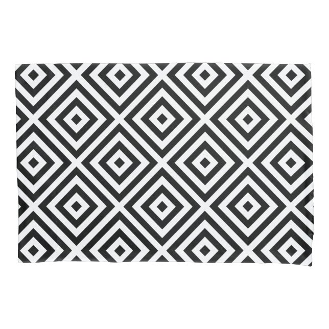Black White Diamond Pattern Pillowcase (Front-Left)