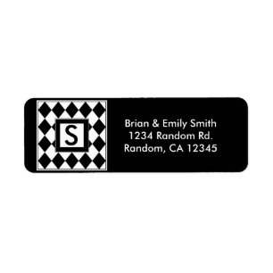 Black white diamond return address labels