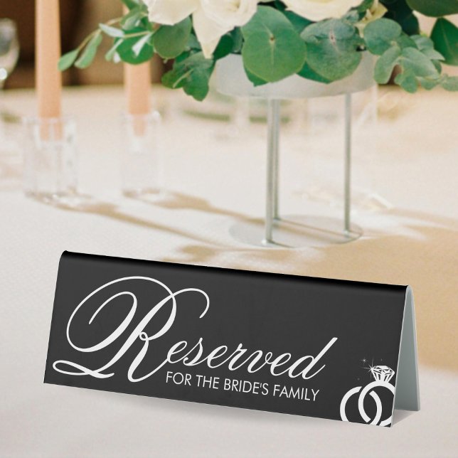 Black & White Diamond Ring Wedding Reserved (Black & White Diamond Ring Wedding Reserved Table Tent Sign)