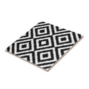 Black White Diamond Shaped Square Mosaic Pattern Ceramic Tile