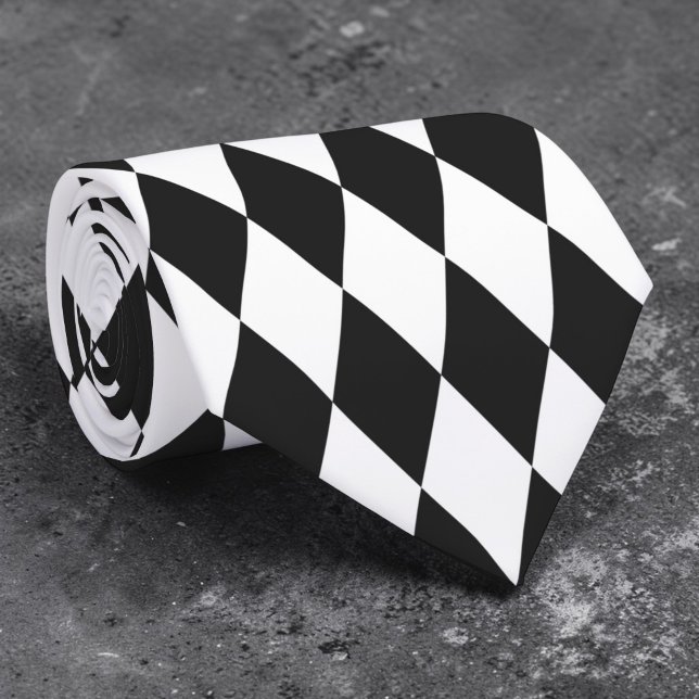 Black & White Diamond Shapes Retro Neck Tie (Creator Uploaded)