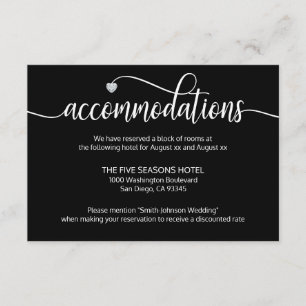 Black White Diamond Wedding Accommodation Card