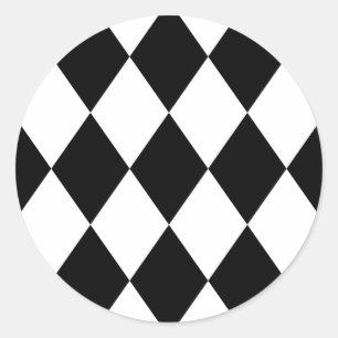 Black & White Diamonds Classic Round Sticker