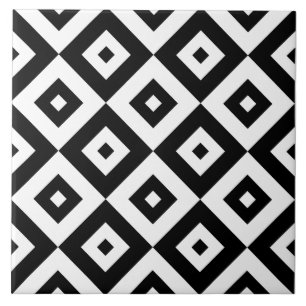 Black & White Diamonds Pattern   Ceramic Tile