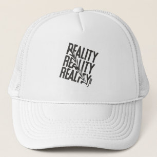 Black & White Distorted Reality Typography Trucker Hat
