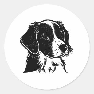 Black & White Dog Clipart Artwork Classic Round Sticker