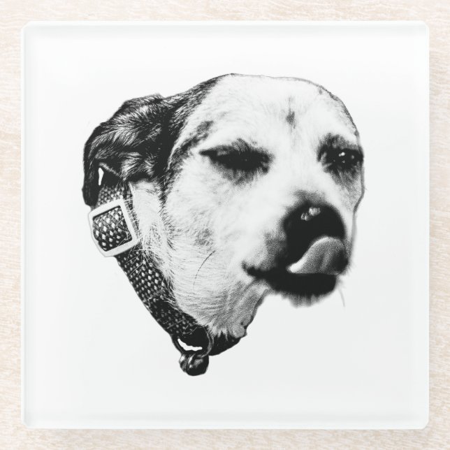 Black & White Dog Coaster – Winking Terrier (Front)