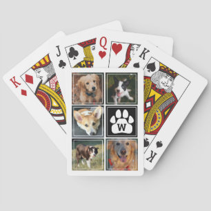 Black White Dog Paw Pet Photo Collage Playing Cards