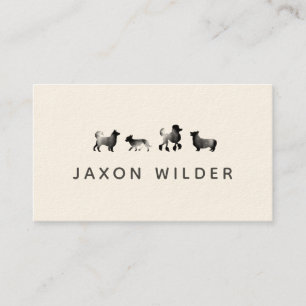 Black White Dog Silhouette Cloud Minimal Business Card
