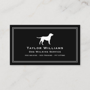 Black White Dog Walker Puppy Trainer Pet Sitting Business Card