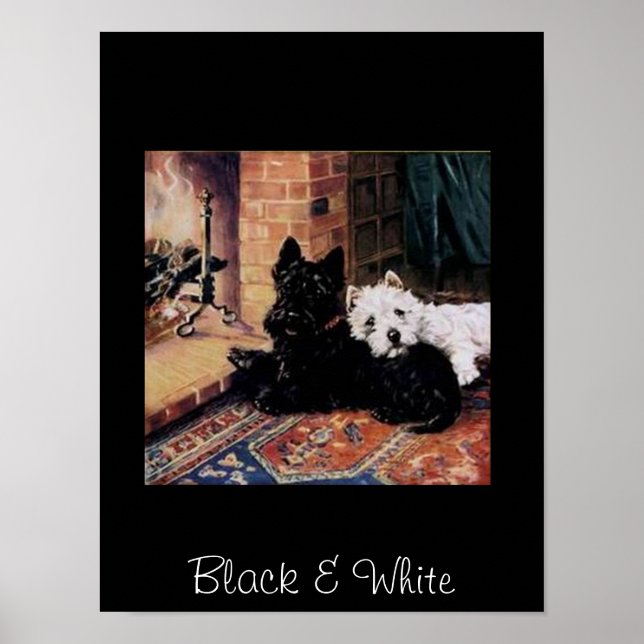 Black & White Dogs Vintage Poster (Front)