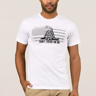 Black & White Don't Tread On Me American Flag T-Shirt