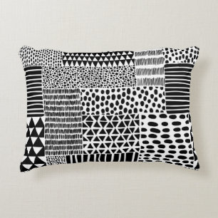 Black White Doodle: Ethnic Seamless Decorative Cushion