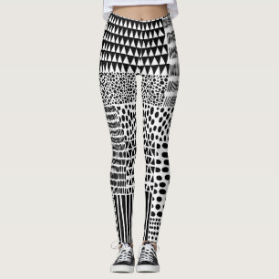 Black White Doodle: Ethnic Seamless Leggings