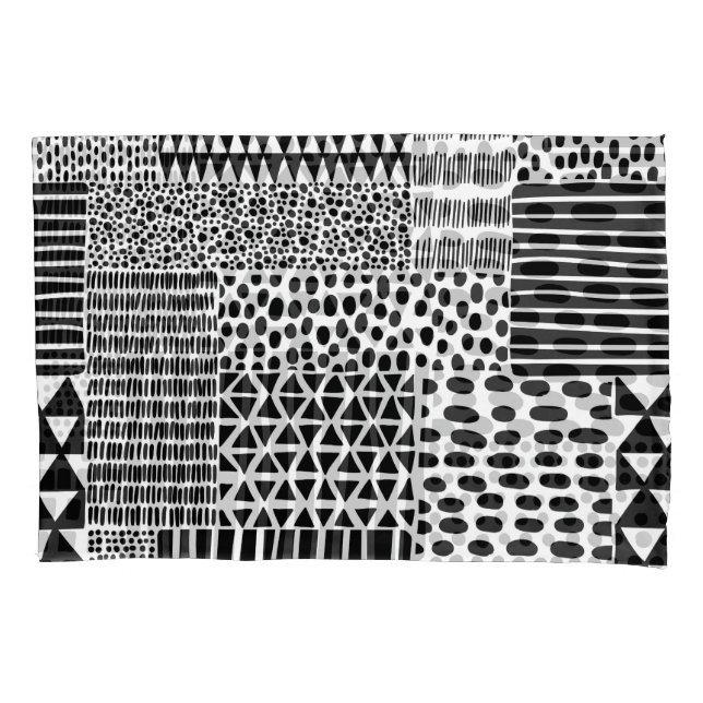 Black White Doodle: Ethnic Seamless Pillowcase (Front)