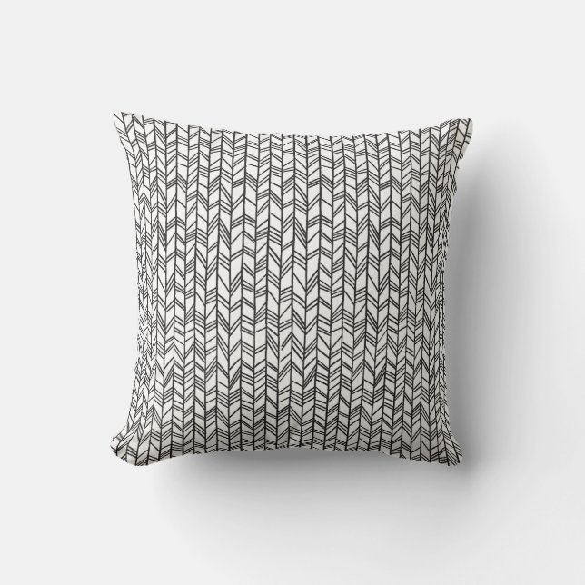 Black & White Doodles Cushion (Front)