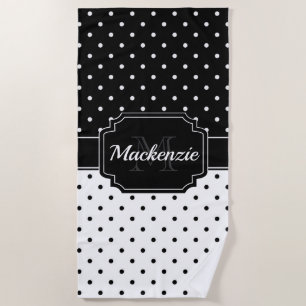 Black & White Dots Beach Towel