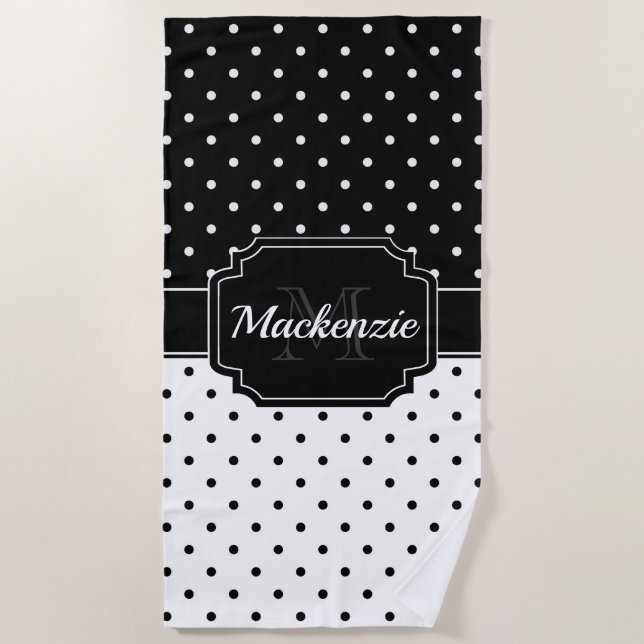 Black & White Dots Beach Towel (Front)