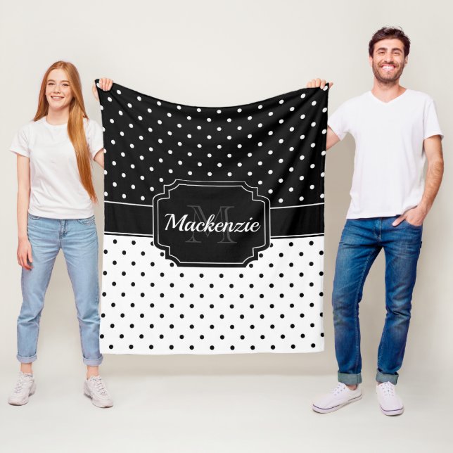 Black & White Dots Fleece Blanket (In Situ)
