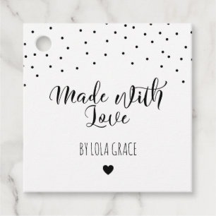 Black White Dots Made With Love Favour Tags
