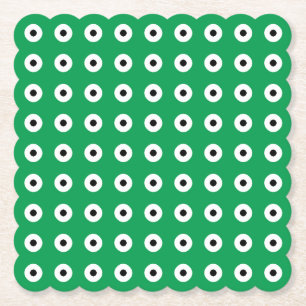 Black/White Dots on Irish Green Background Paper Coaster