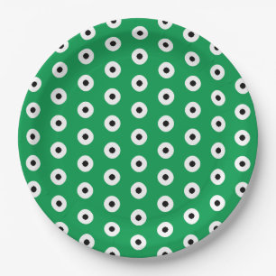 Black/White Dots on Irish Green Background Paper Plate