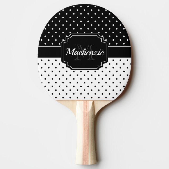 Black & White Dots Ping Pong Paddle (Back)