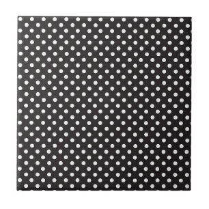 Black White Dots Simple Monochromatic Circles Ceramic Tile