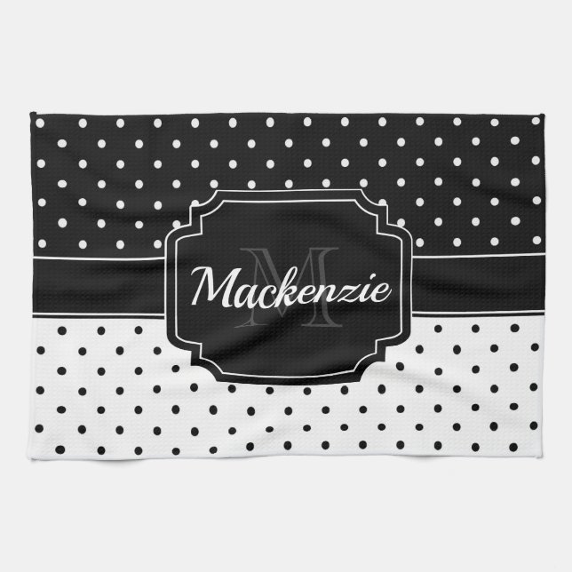 Black & White Dots Tea Towel (Horizontal)
