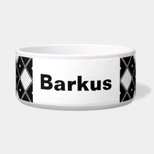 Black & White Double Diamond Shape Dog Bowl