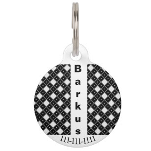 Black & White Double Diamond Shape Pet Tag