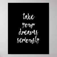 Black & White dreams quote wall art poster | 8X10