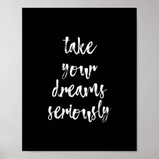 Black & White dreams quote wall art poster | 8X10