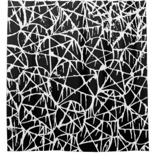 black white dripping pentagram grunge punk  shower curtain