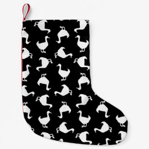Black & White Duck Silhouettes Print Pattern Black Small Christmas Stocking