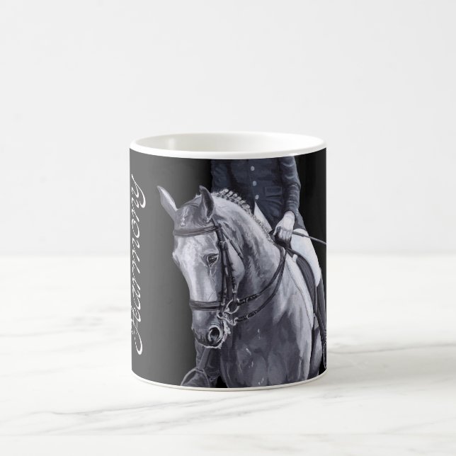 Black & White Duo Dressage Horse mug stein (Center)