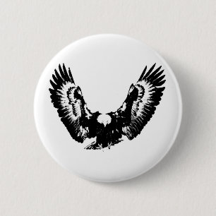 Black & White Eagle 6 Cm Round Badge