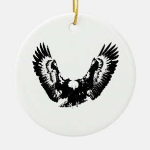 Black & White Eagle Ceramic Ornament