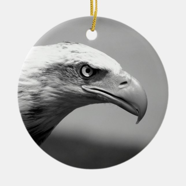 Black & White Eagle Eye Ceramic Ornament (Front)