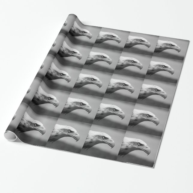 Black & White Eagle Eye Wrapping Paper (Unrolled)