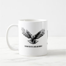 Black White Eagle Illustration Monogram Mug
