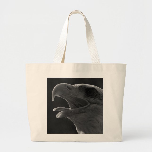 Black & White Eagle Large Tote Bag (Front)