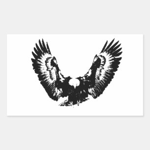 Black & White Eagle Rectangular Sticker